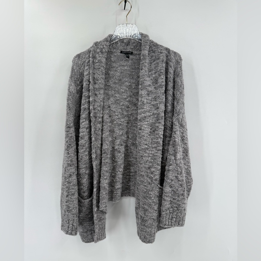 Eileen Fisher Wool Slub Boxy Knit Shawl Collar Cardigan Sweater Size 2x